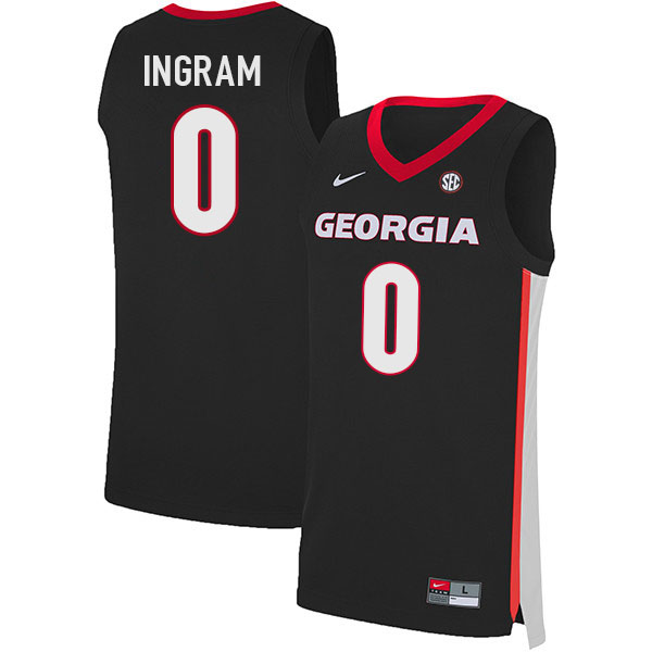 Men #0 Jailyn Ingram Georgia Bulldogs College Basketball Jerseys Sale-Black - Click Image to Close